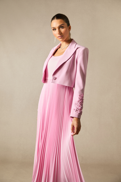 Daisy Floral Cuff Blazer & Pleated Dress Set