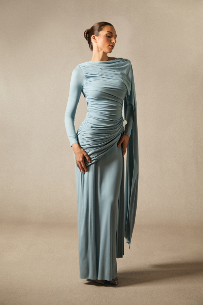 Elsie Long Sleeve Cape Detail Maxi Dress
