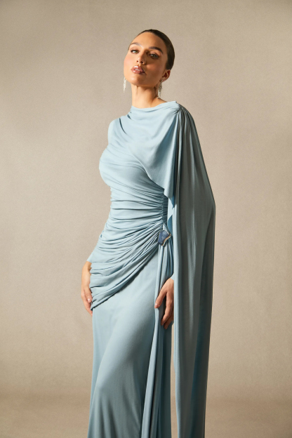 Elsie Long Sleeve Cape Detail Maxi Dress