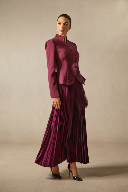 Christine Embroidery Pleated Skirt Set