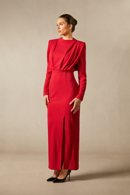 Novia Long Sleeve High Split Maxi Dress