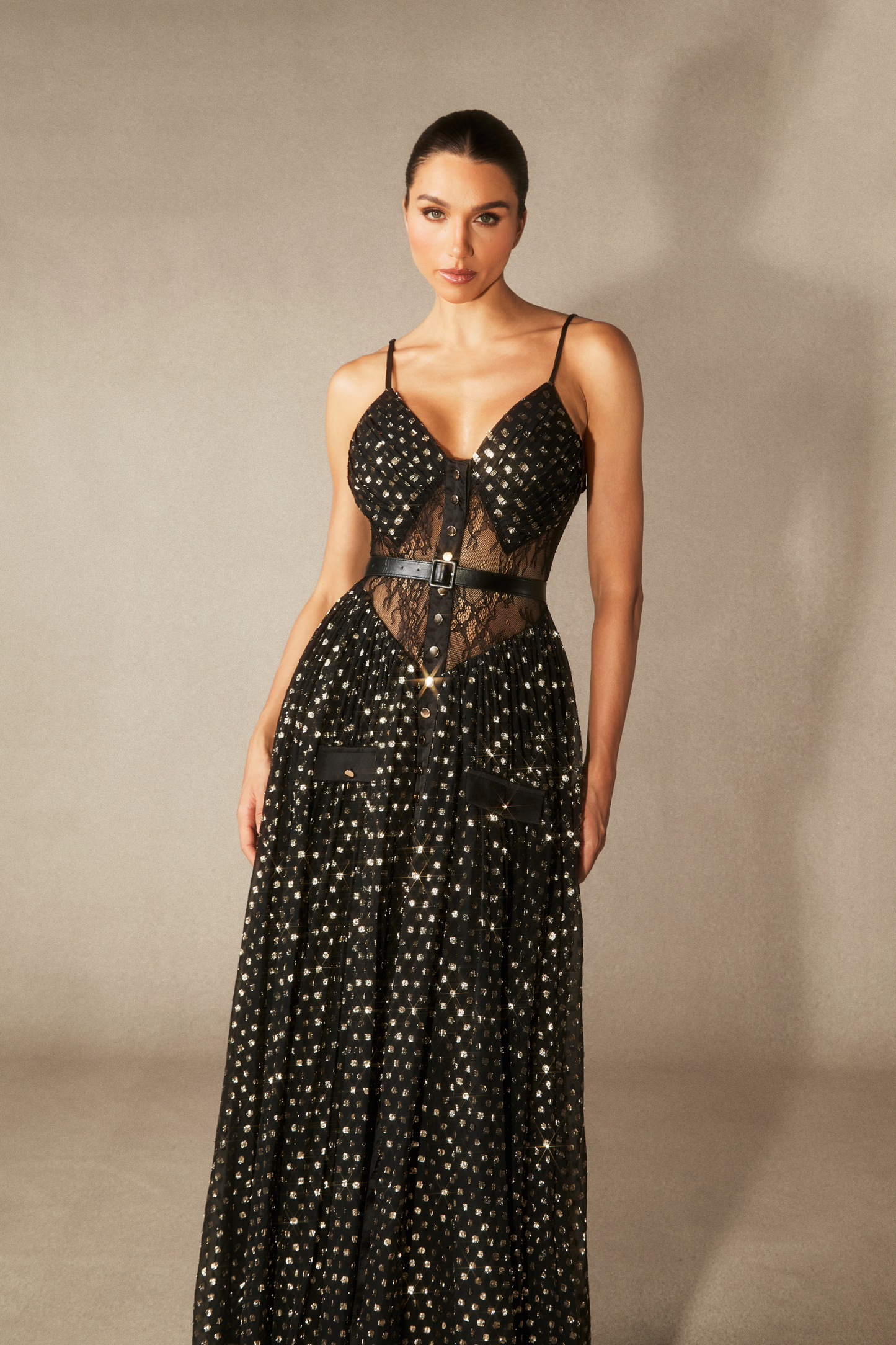 Andrea V-neck Semi-sheer Chiffon Maxi Dress