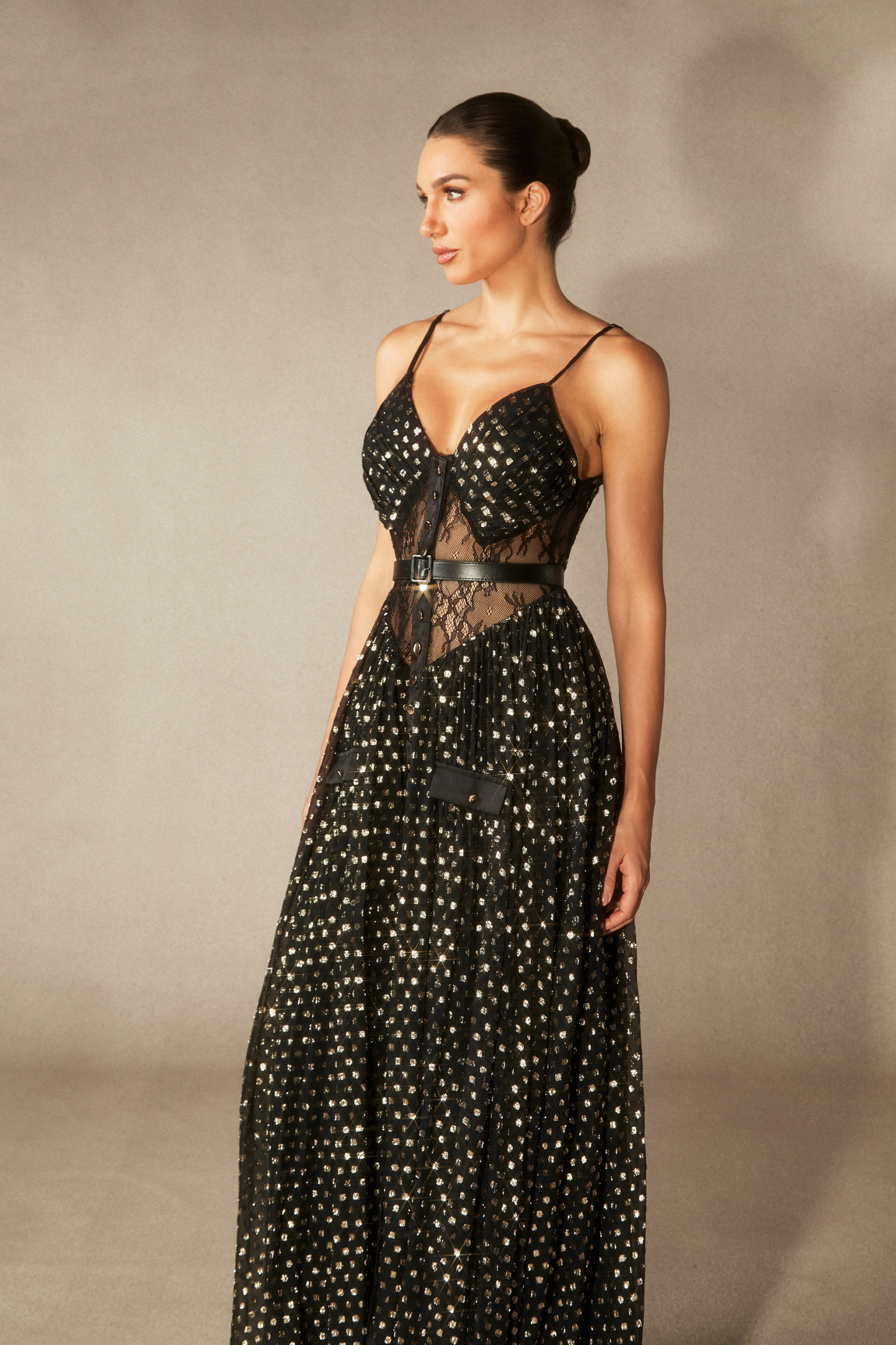 Andrea V-neck Semi-sheer Chiffon Maxi Dress