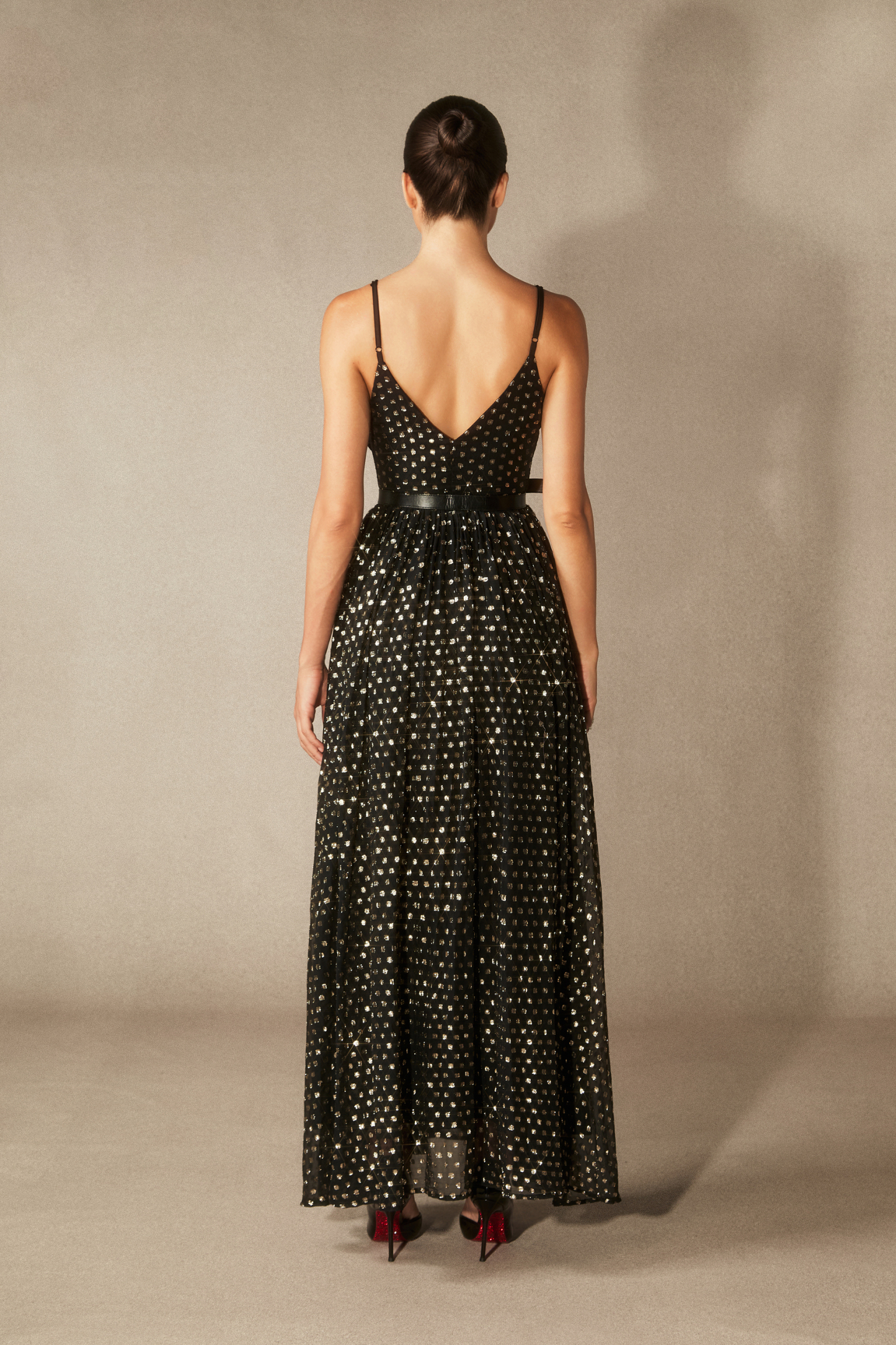 Andrea V-neck Semi-sheer Chiffon Maxi Dress