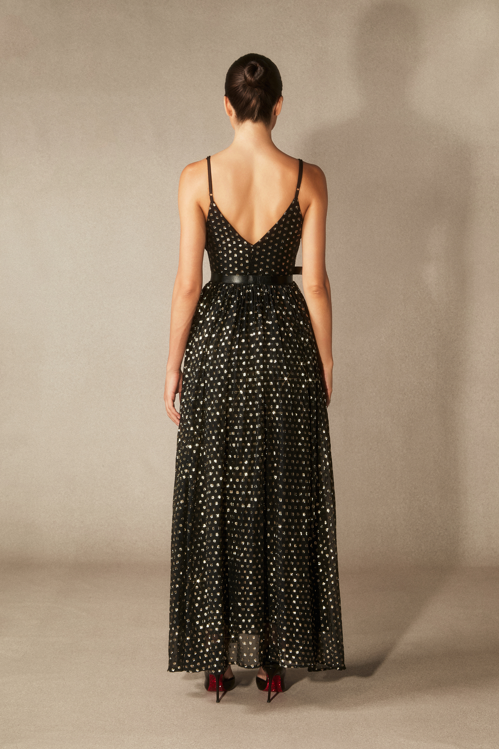 Andrea V-neck Semi-sheer Chiffon Maxi Dress