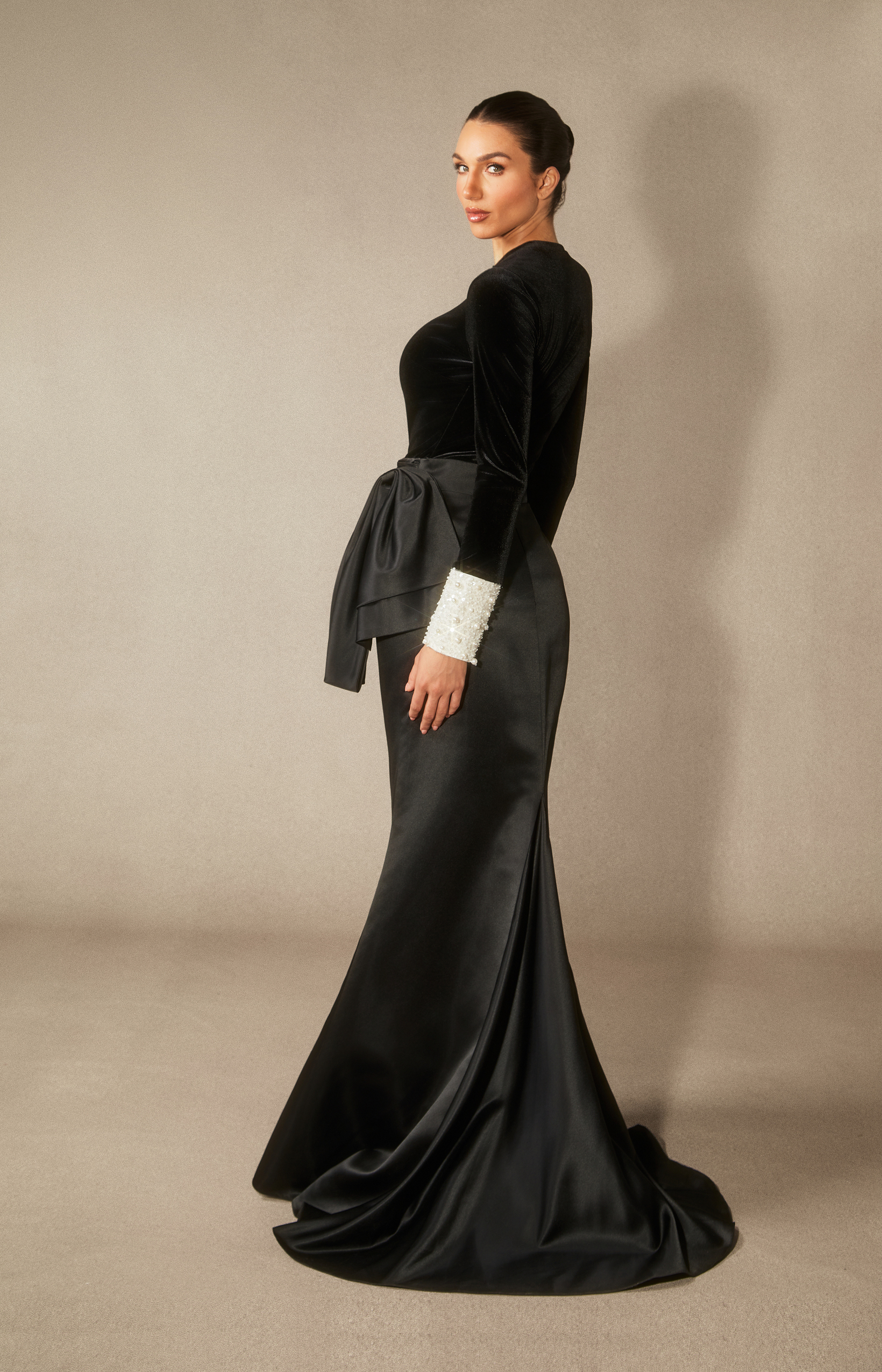 Hilary Long Sleeve Bowknot Maxi Skirt Set