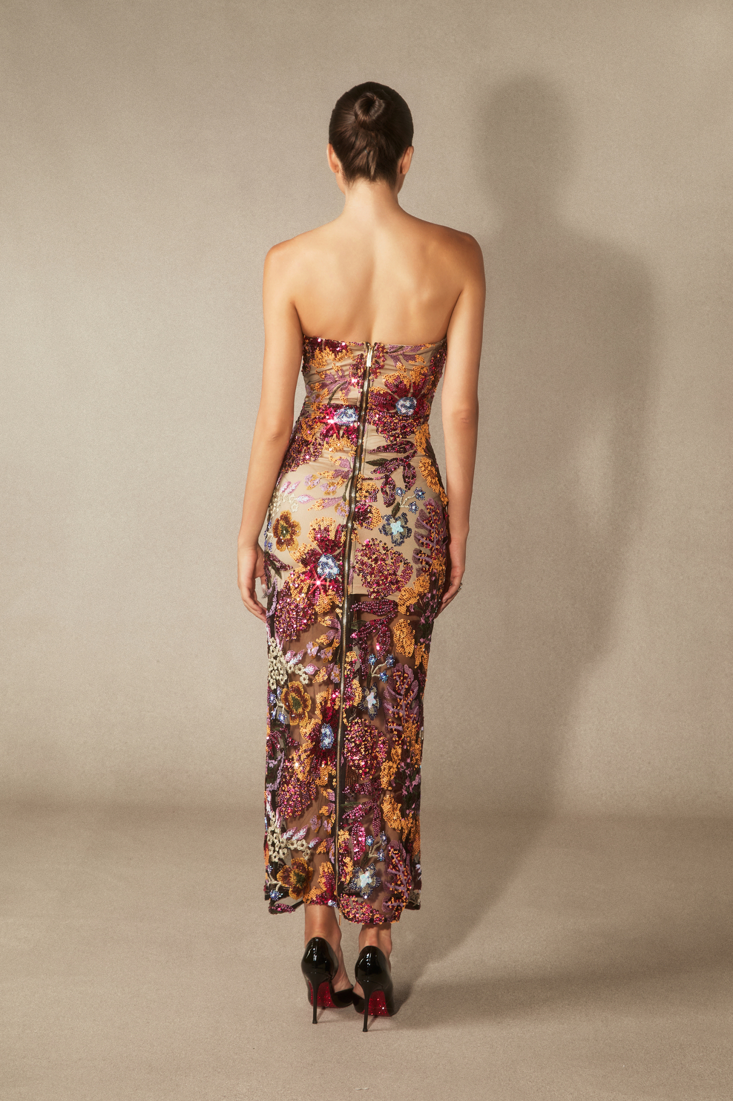 Aurora Floral-embroidered Strapless Maxi Dress