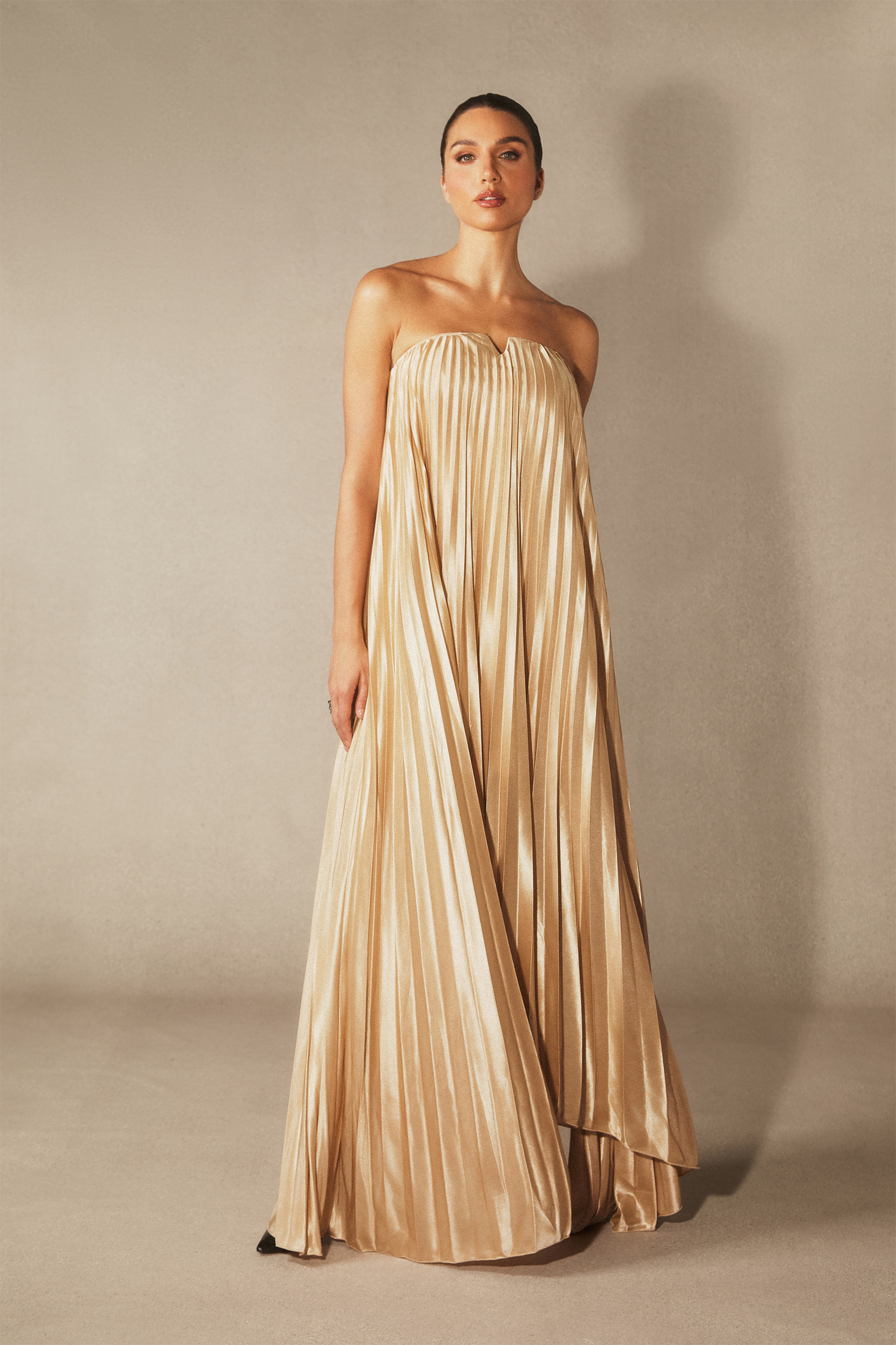 Louisa Strapless Pleated Maxi Dress