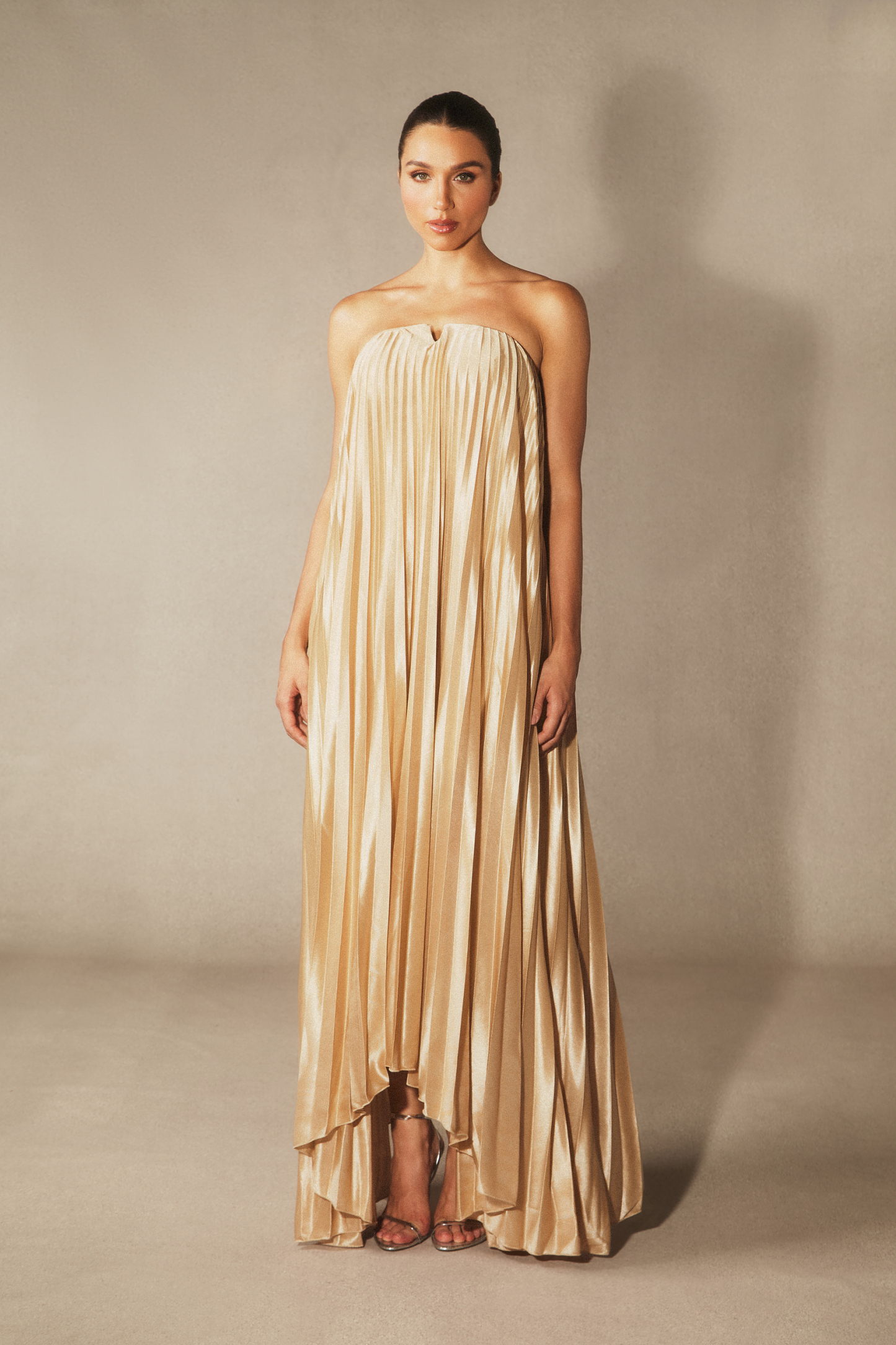 Louisa Strapless Pleated Maxi Dress
