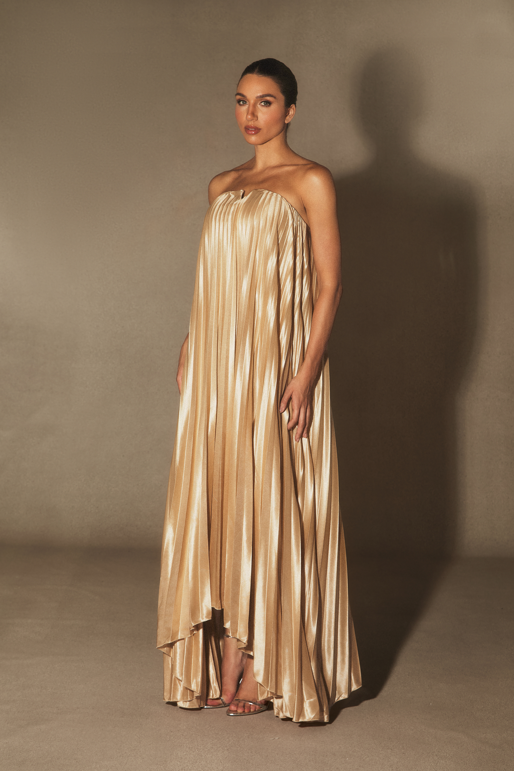 Louisa Strapless Pleated Maxi Dress