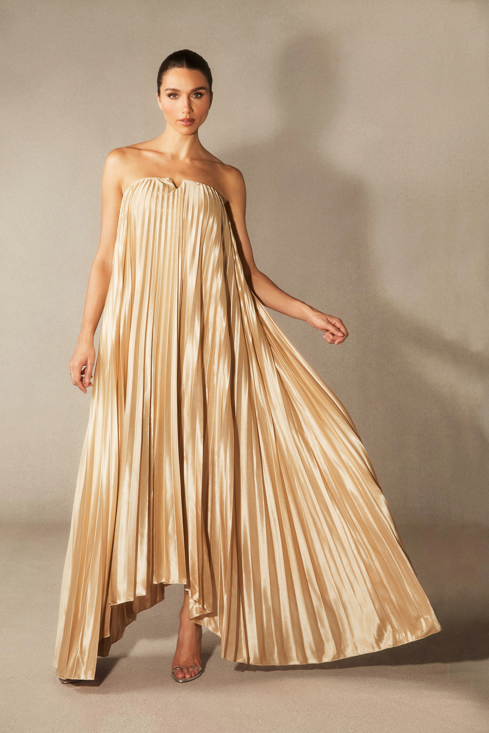 Louisa Strapless Pleated Maxi Dress
