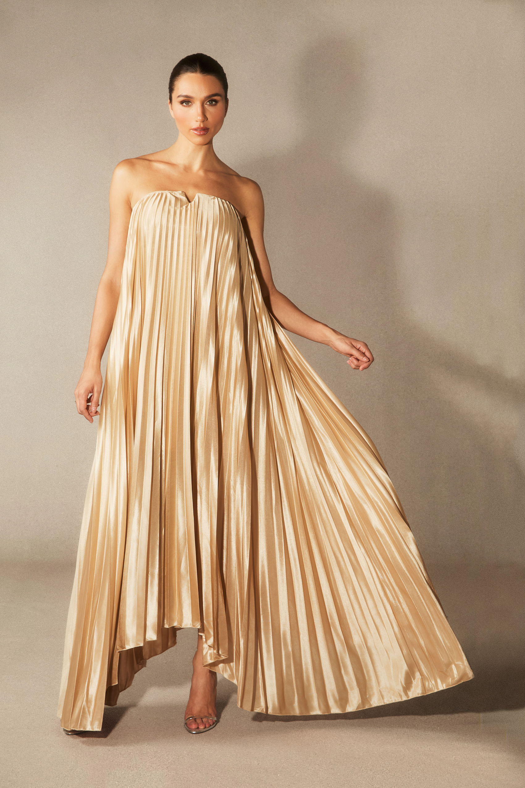Louisa Strapless Pleated Maxi Dress