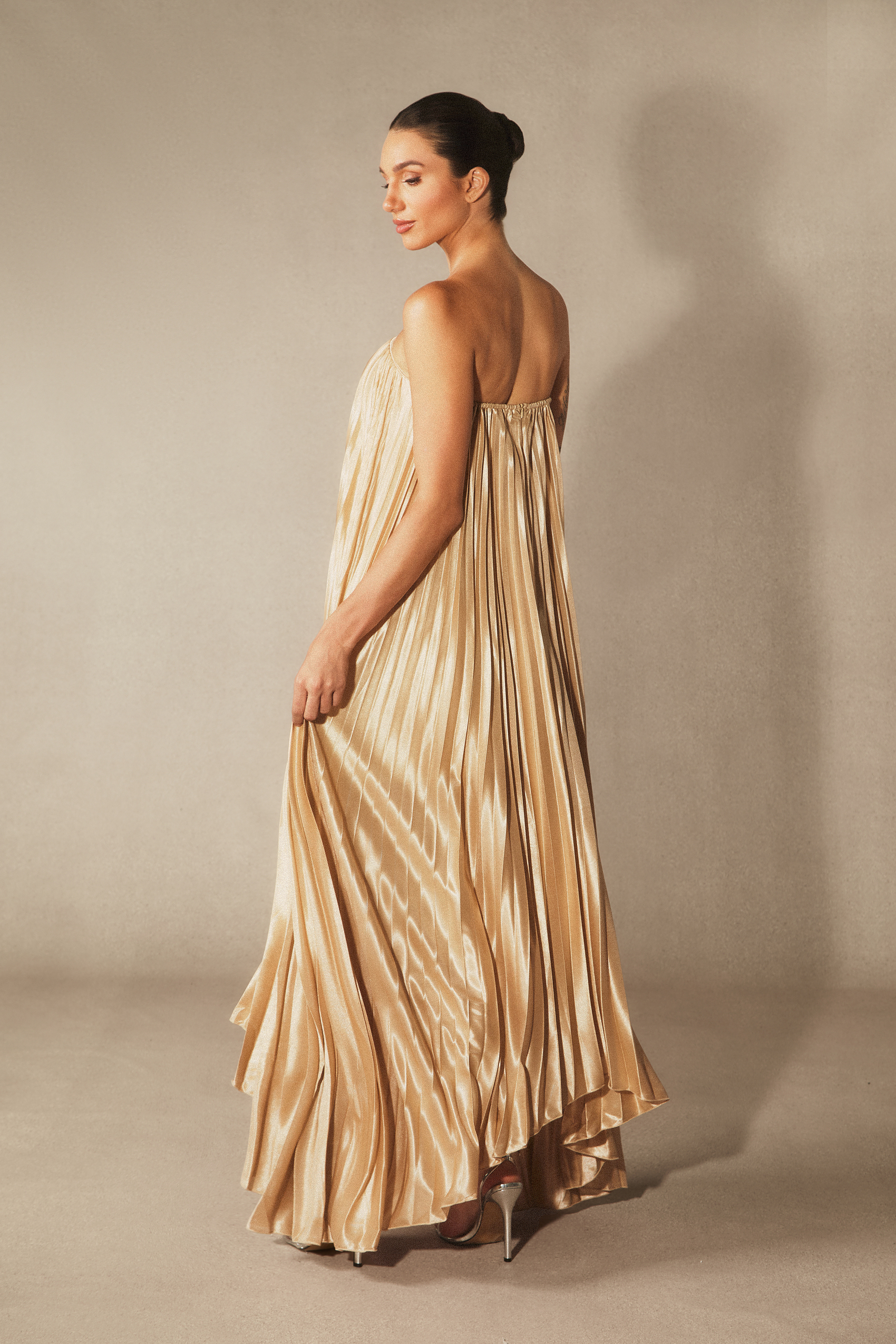 Louisa Strapless Pleated Maxi Dress