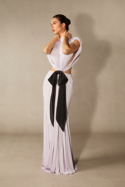 Elizabeth Bow Detail Open Back Maxi Dress