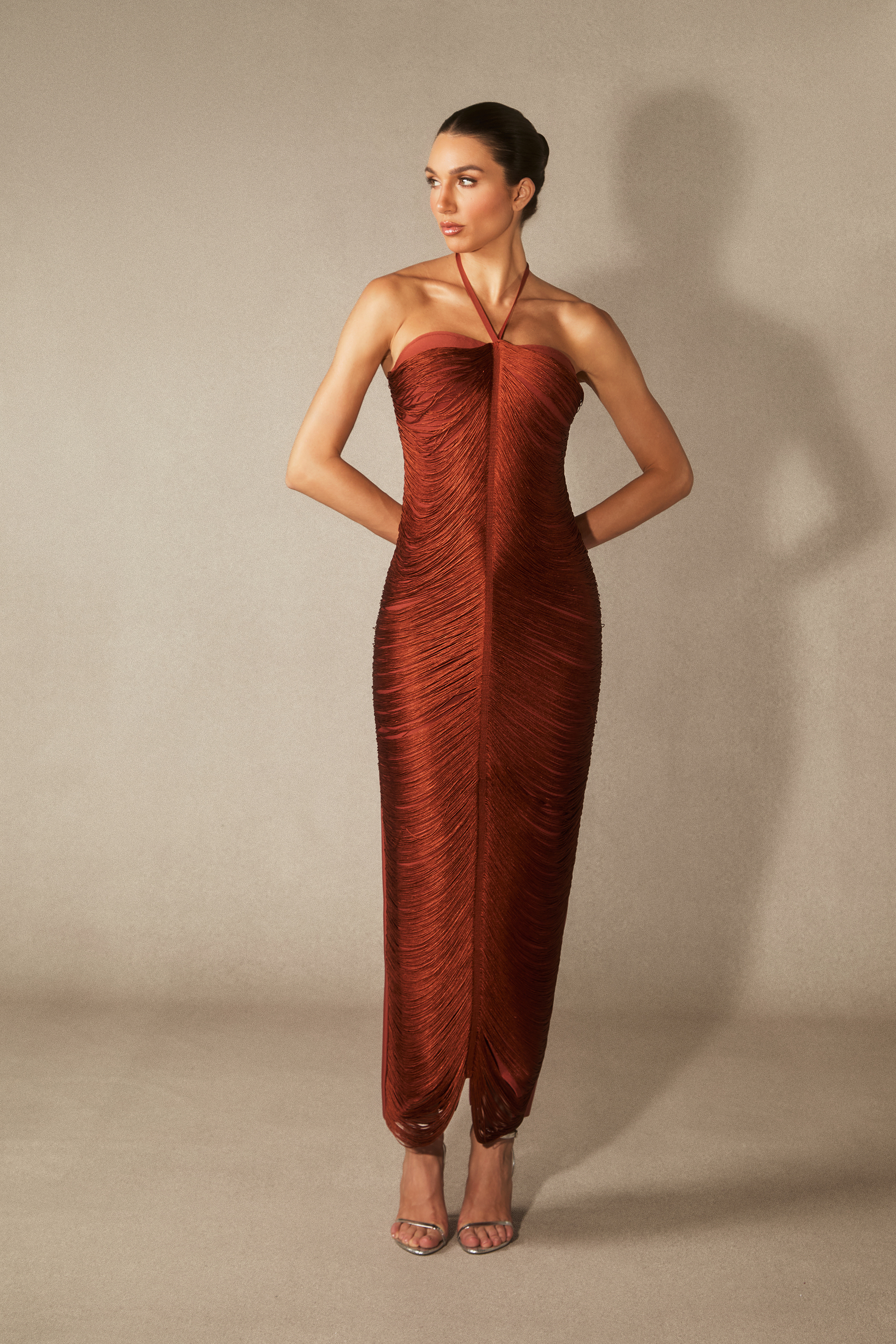 Elaina Halterneck Tassel Maxi Dress