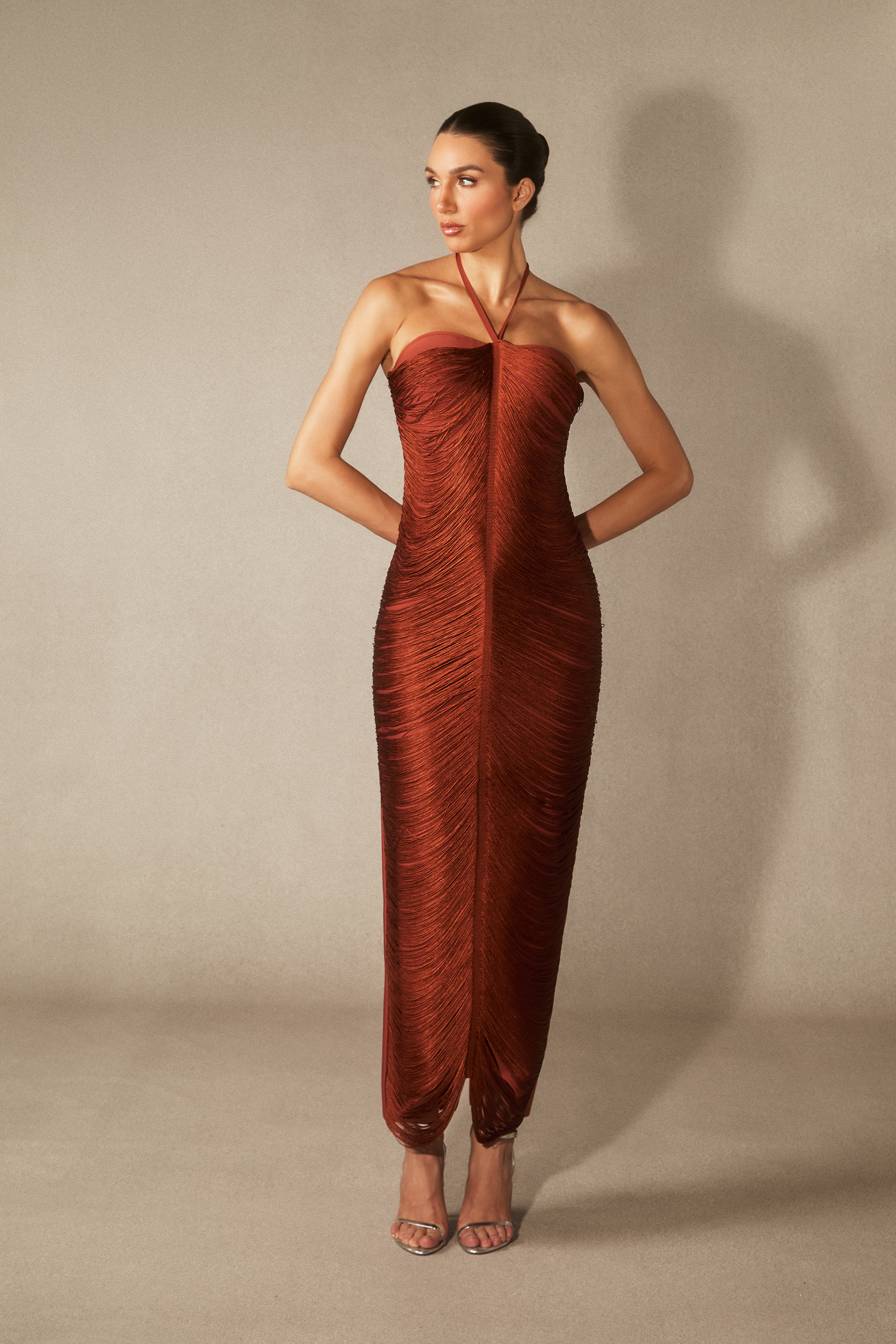 Elaina Halterneck Tassel Maxi Dress