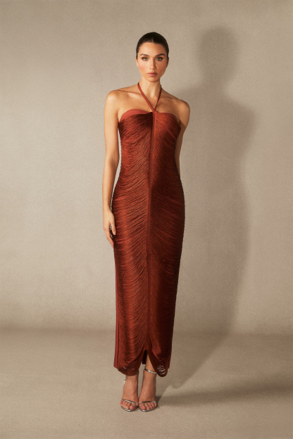 Elaina Halterneck Tassel Maxi Dress