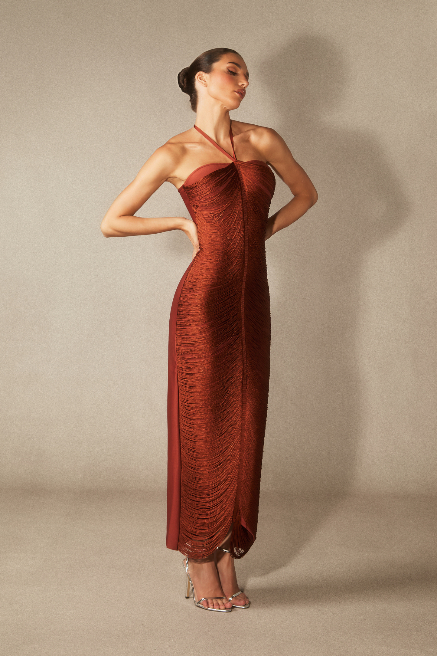 Elaina Halterneck Tassel Maxi Dress