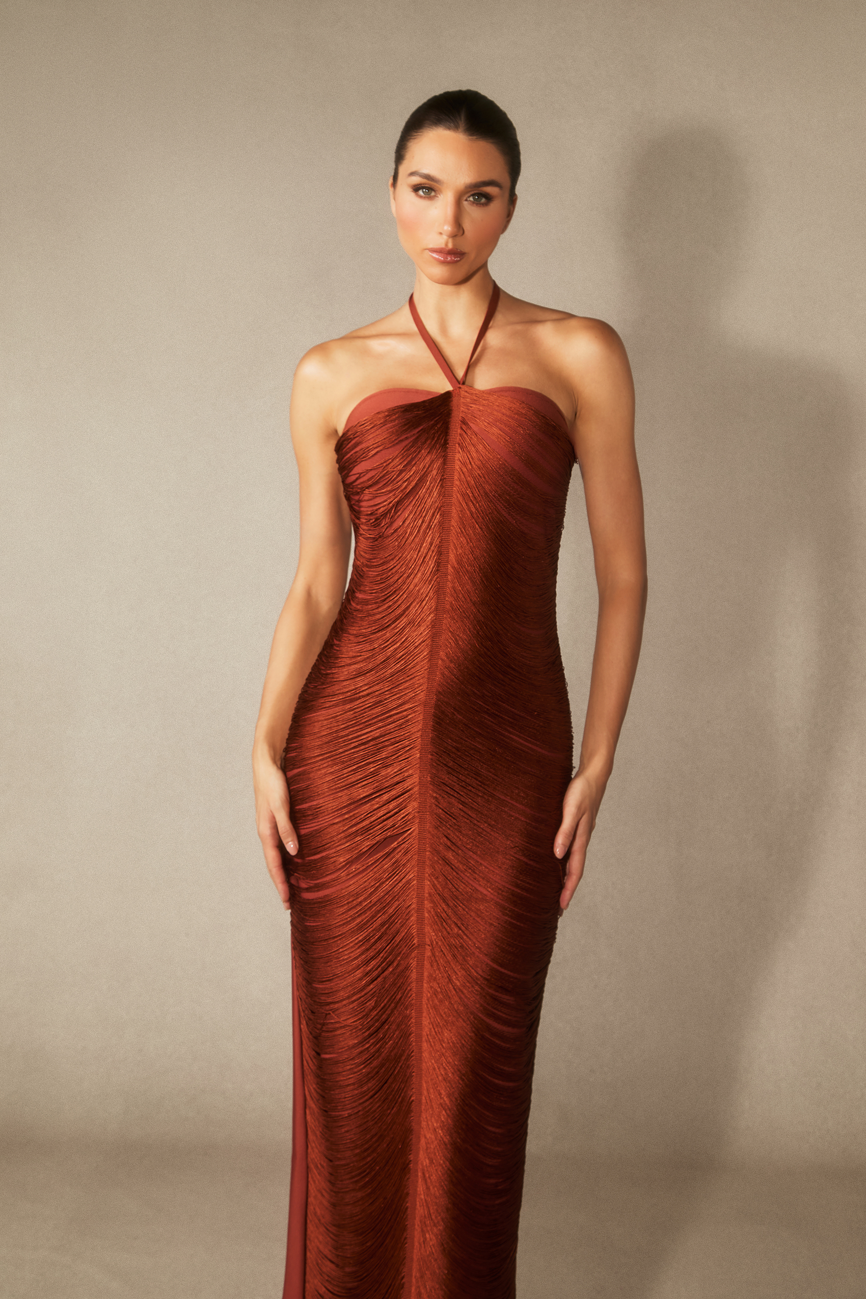 Elaina Halterneck Tassel Maxi Dress