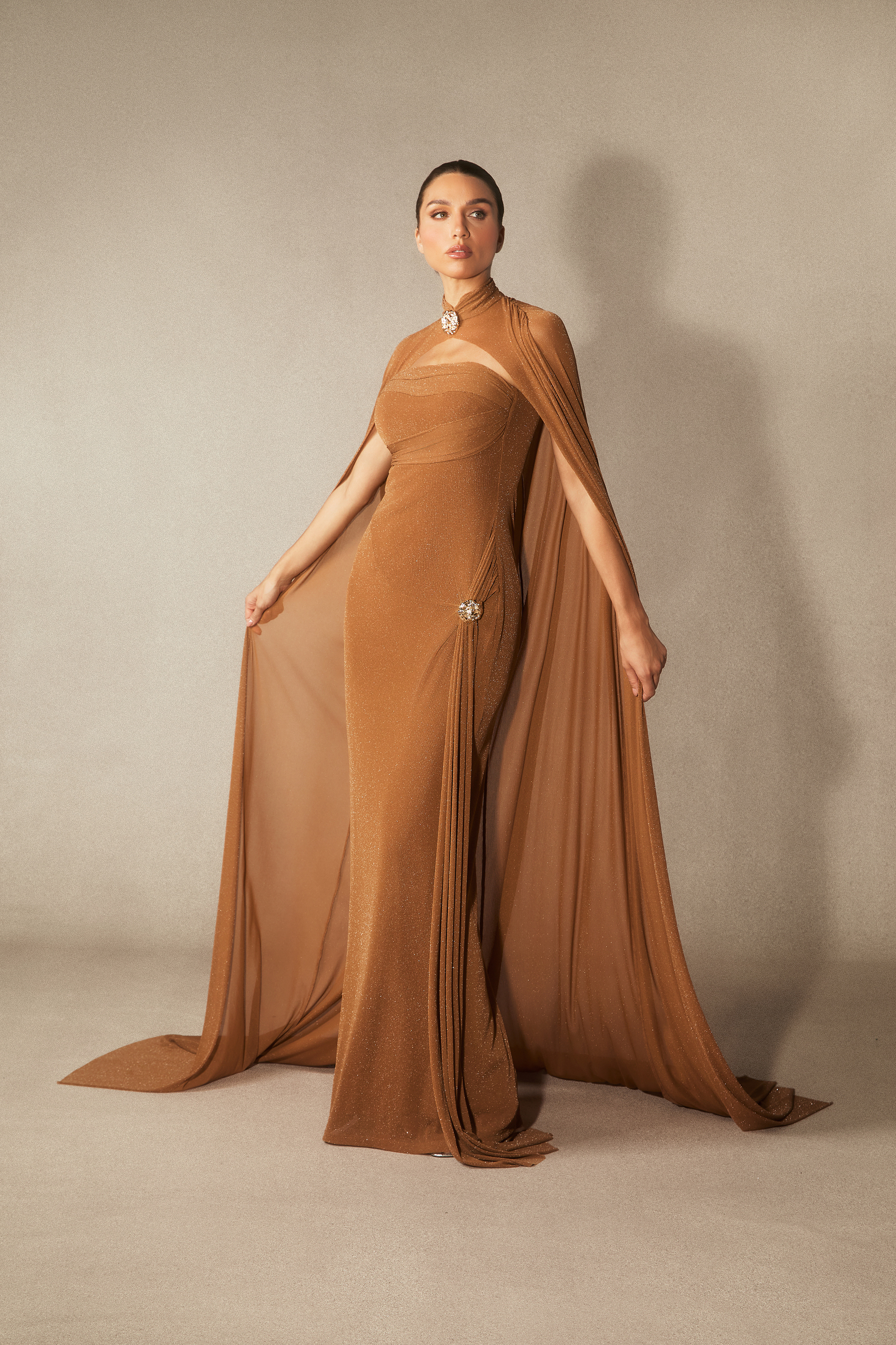 Savanna High Neck Cape & Strapless Maxi Dress Set