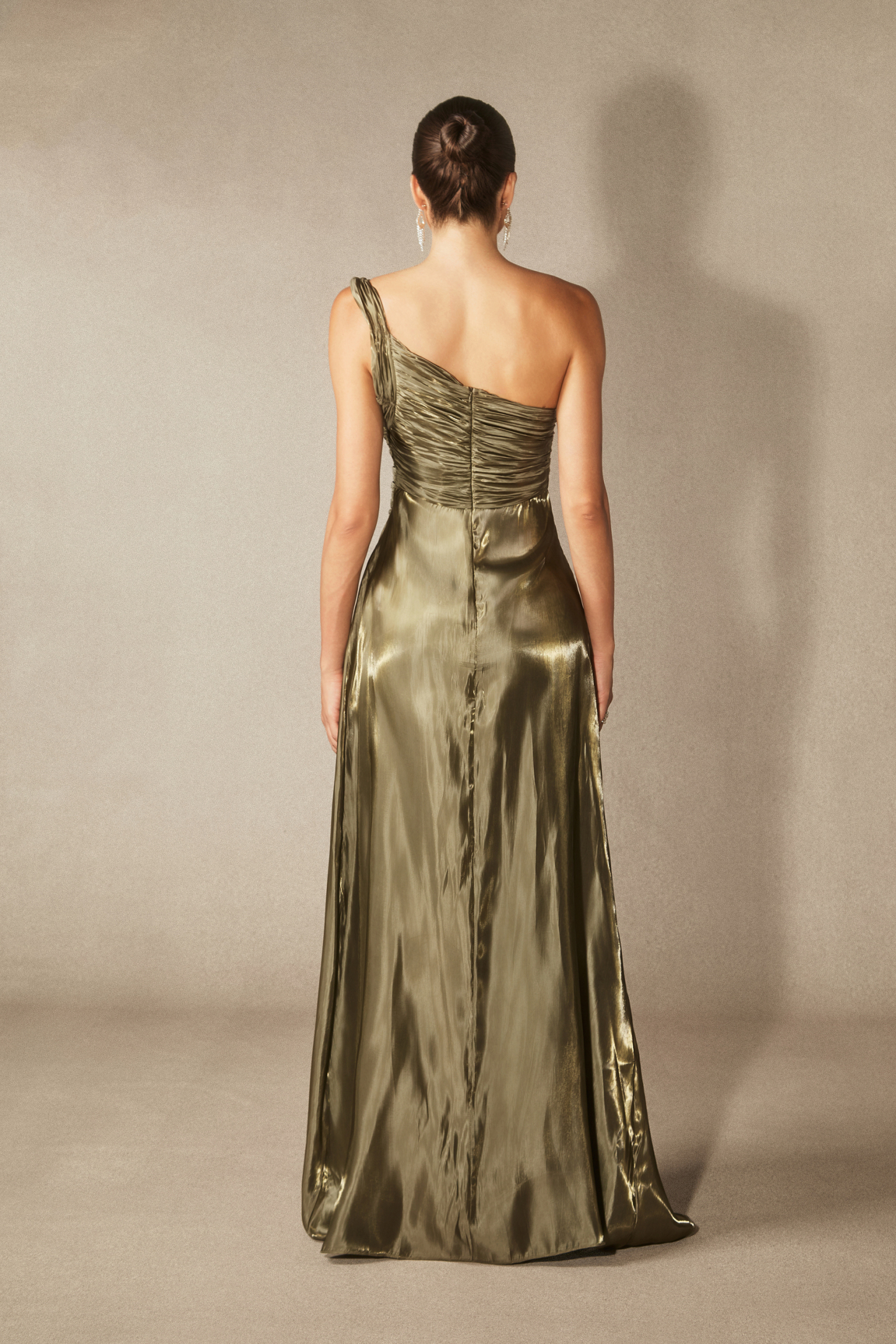 Eva One Shoulder Pleated Maxi Dress