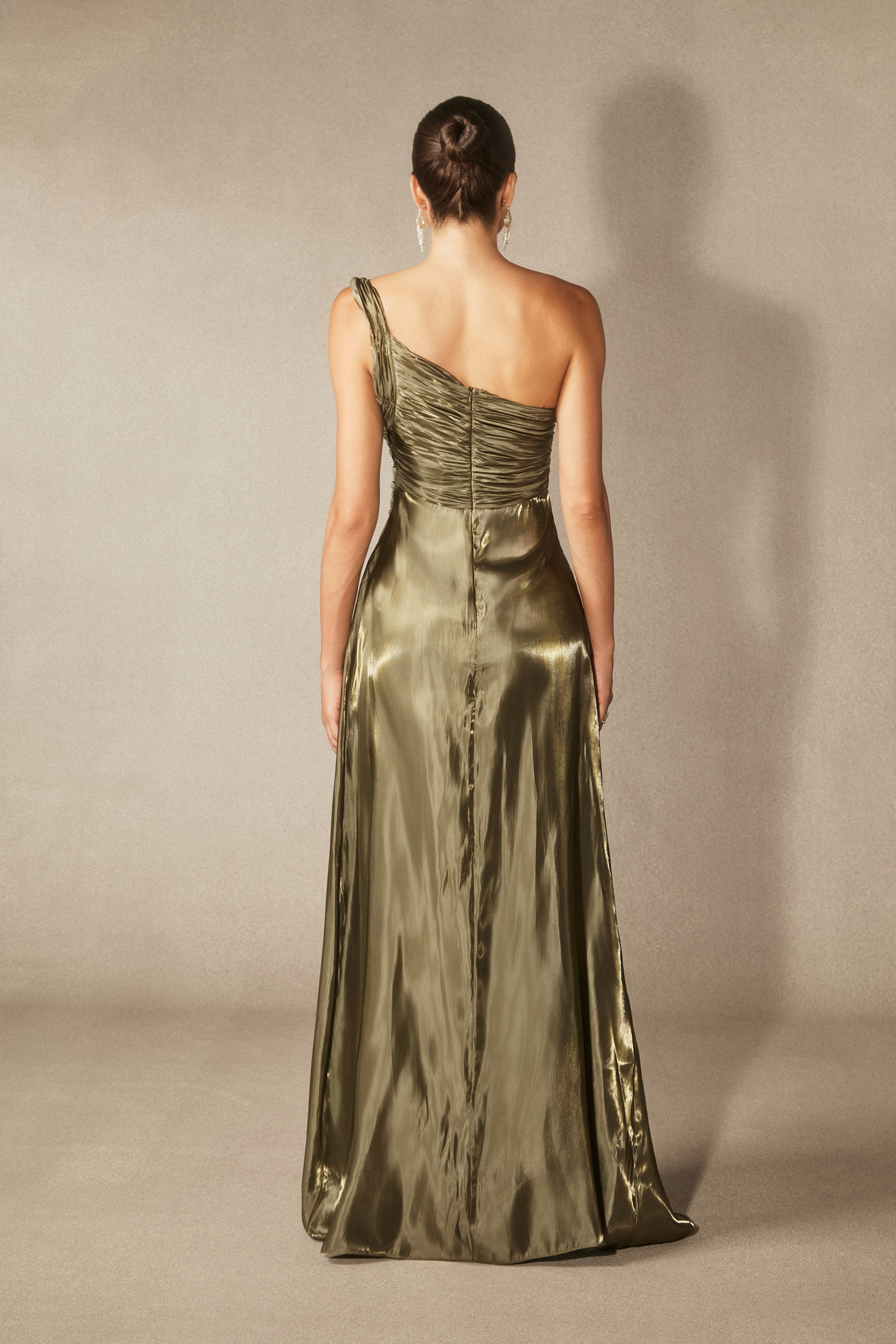 Eva One Shoulder Pleated Maxi Dress