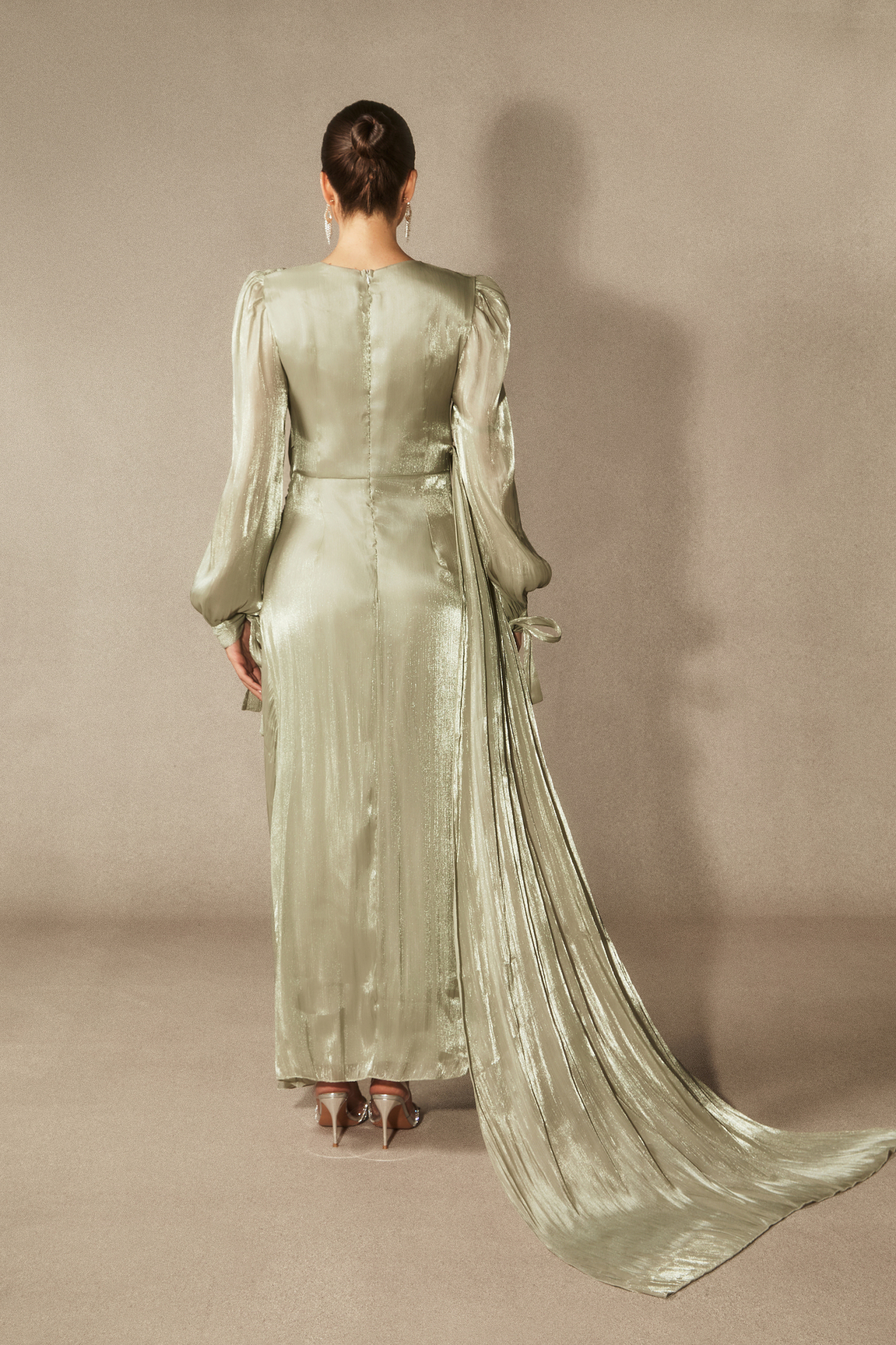 Sonia Lantern Sleeve Ruched Maxi Dress