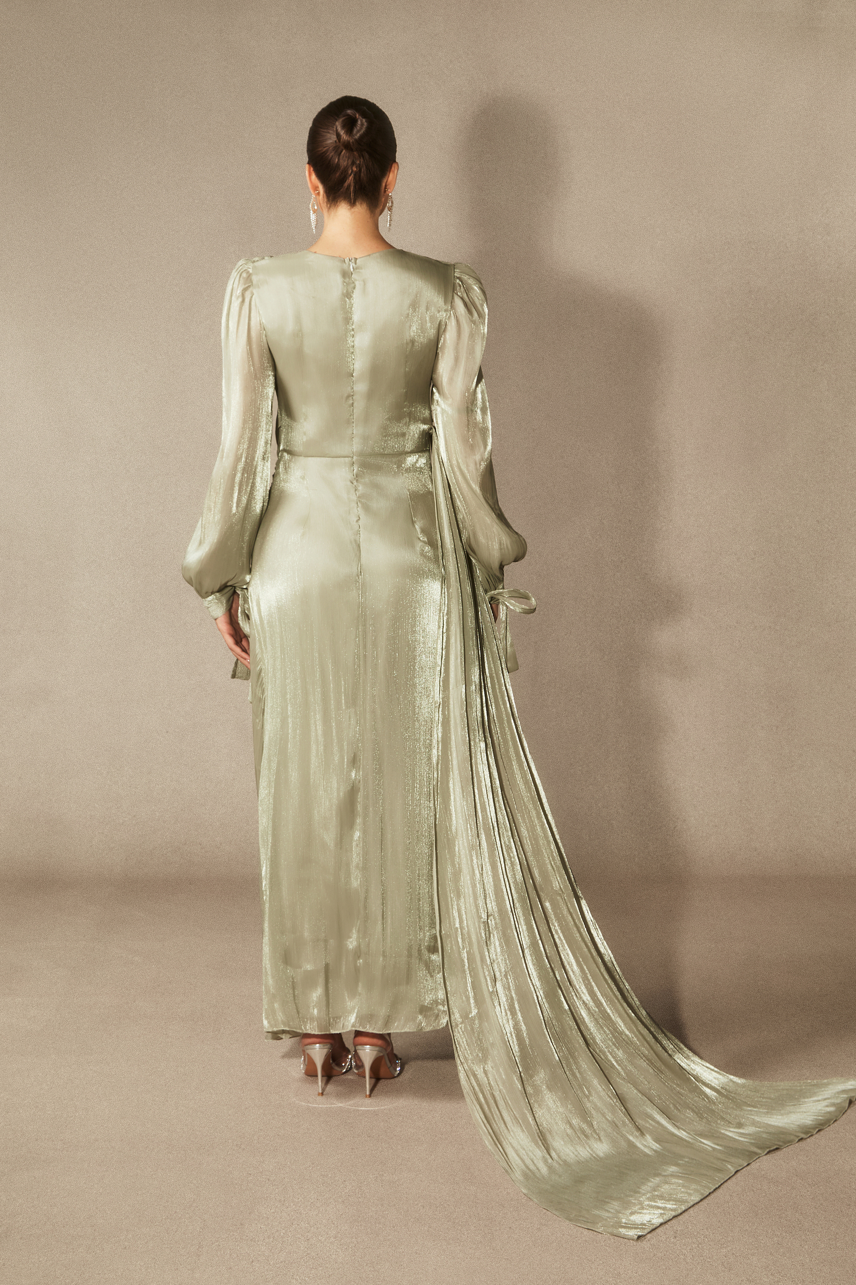 Sonia Lantern Sleeve Ruched Maxi Dress