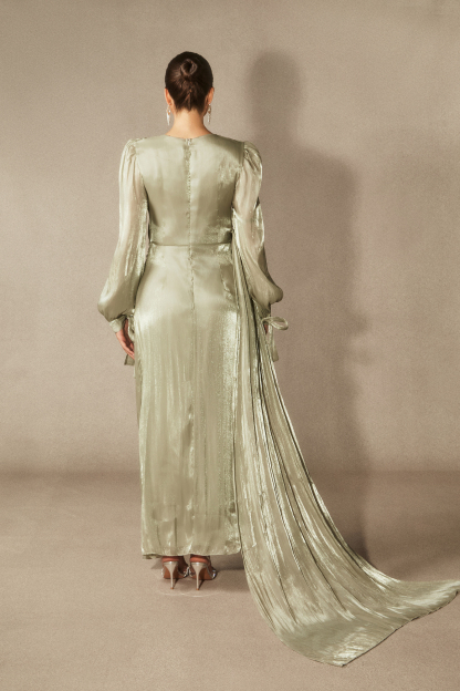 Sonia Lantern Sleeve Ruched Maxi Dress