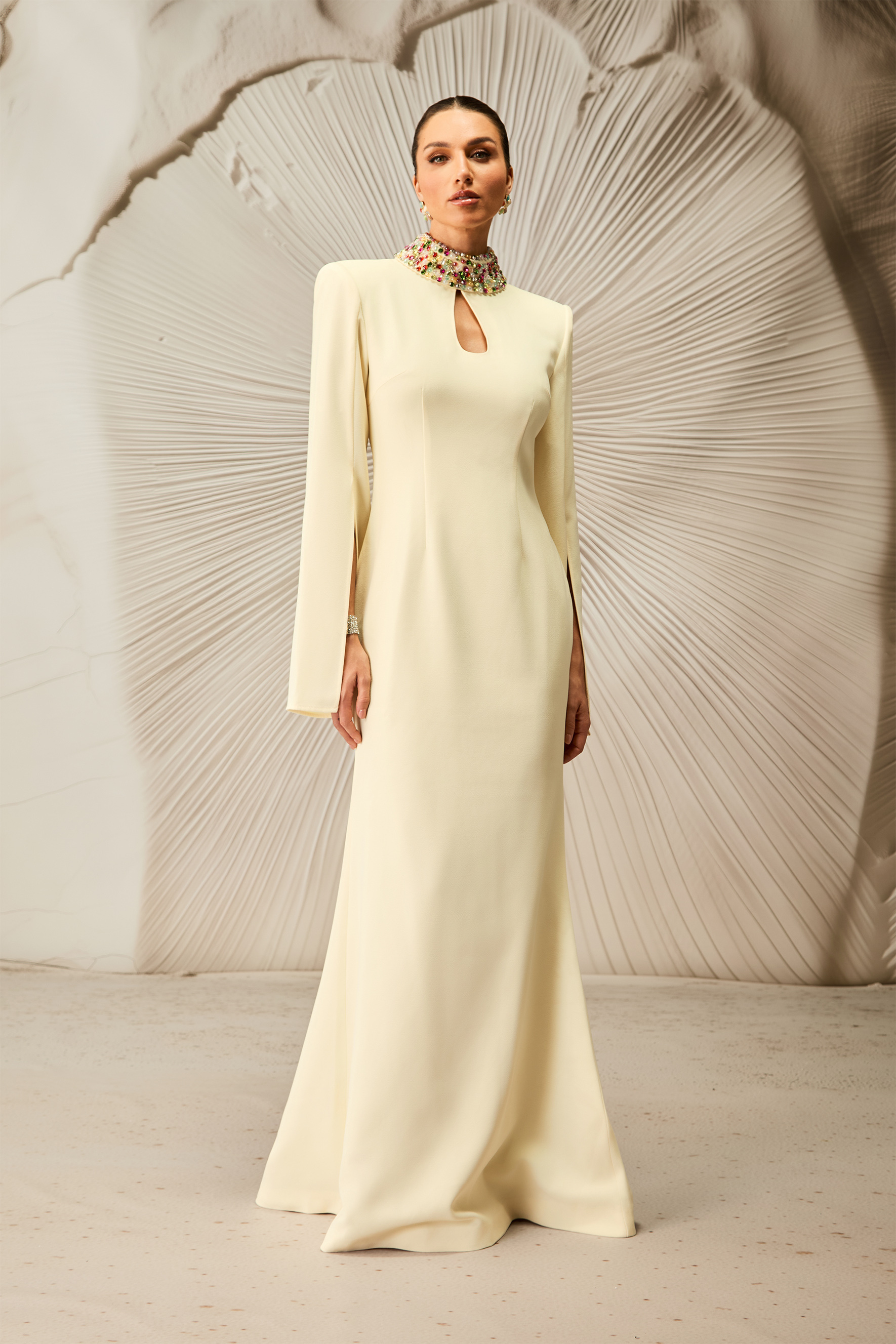 Mariana Cape Sleeve Keyhole Maxi Dress
