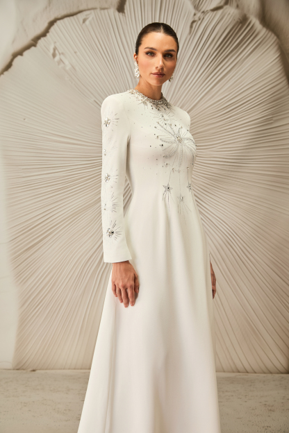 Ramona Crystal Embellished Round Neck Maxi Dress