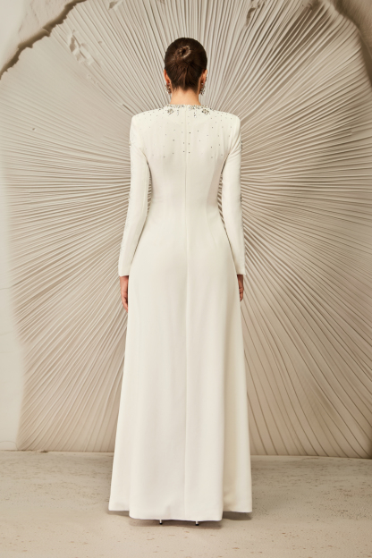 Ramona Crystal Embellished Round Neck Maxi Dress