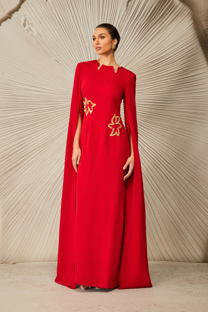 Julianna Cape Sleeve Embellished Maxi Dress