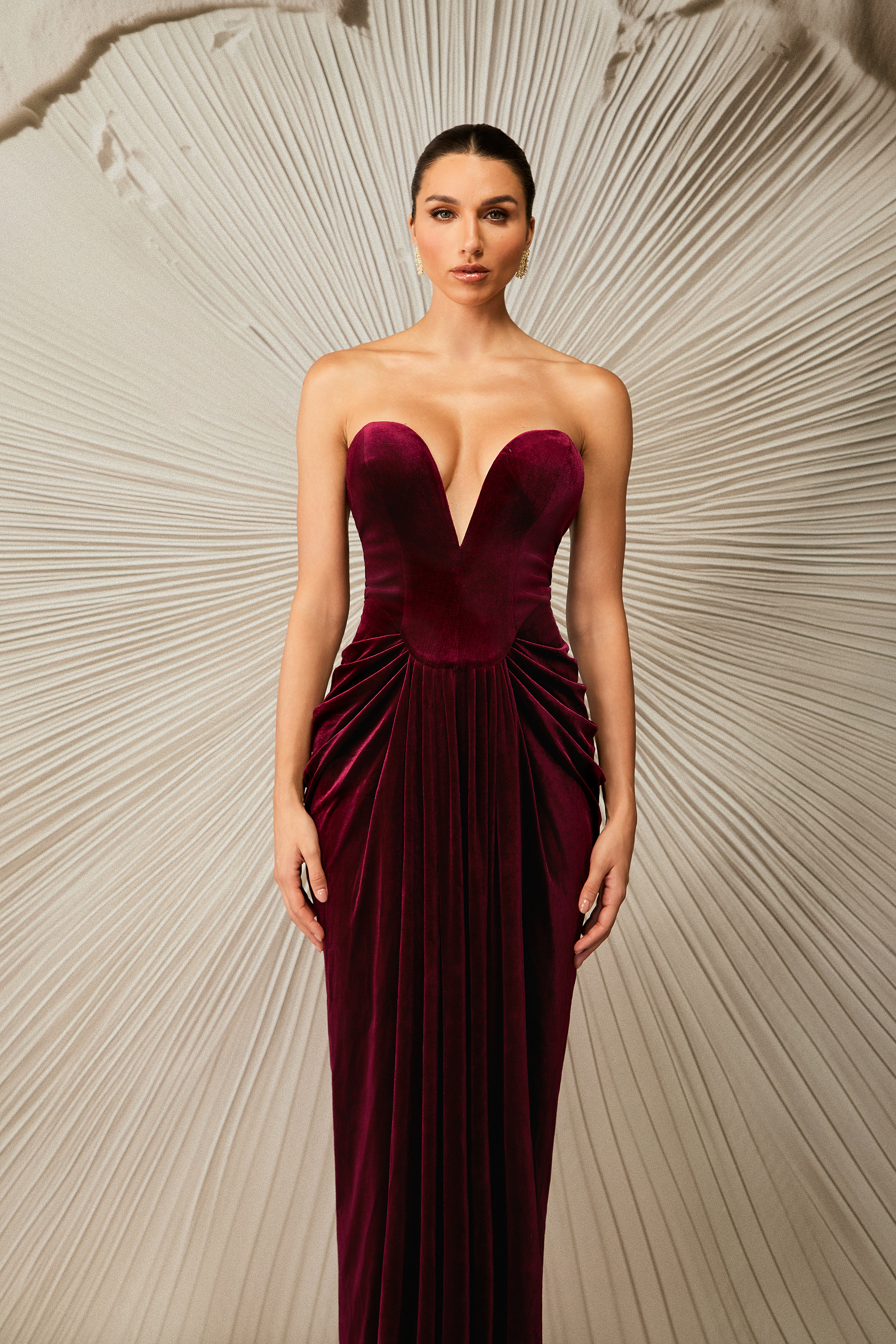 Dorothy Velvet Heart Corset Pleated Tube Maxi Dress