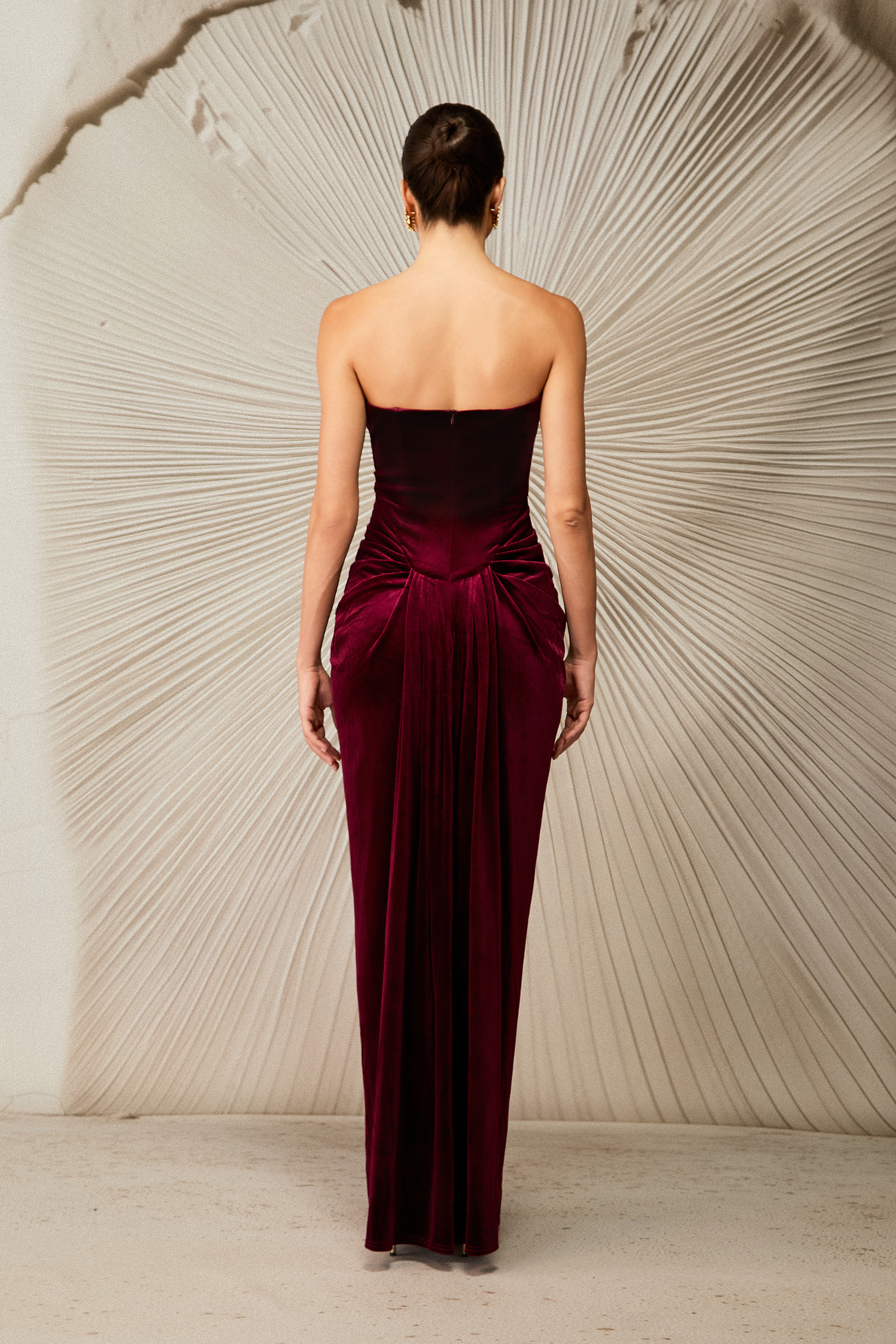 Dorothy Velvet Heart Corset Pleated Tube Maxi Dress