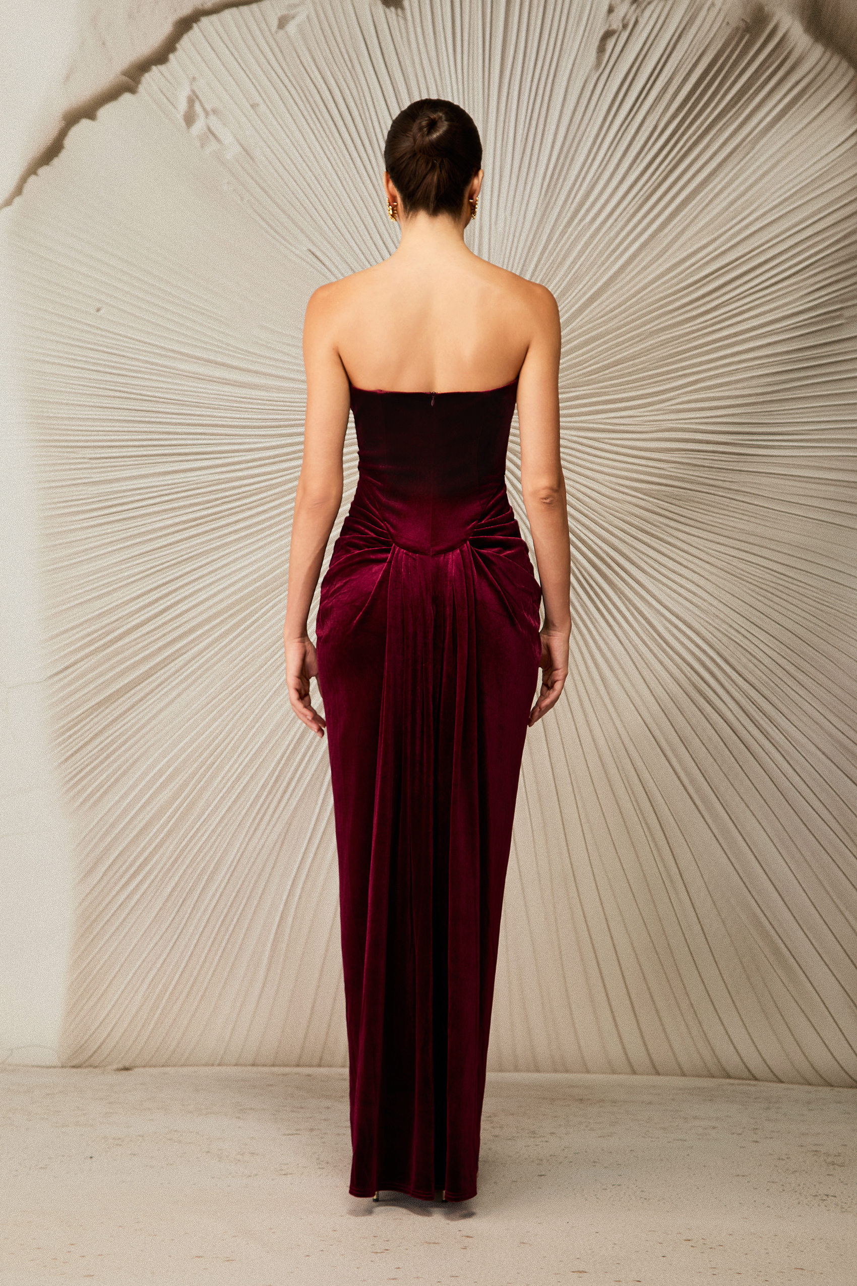 Dorothy Velvet Heart Corset Pleated Tube Maxi Dress