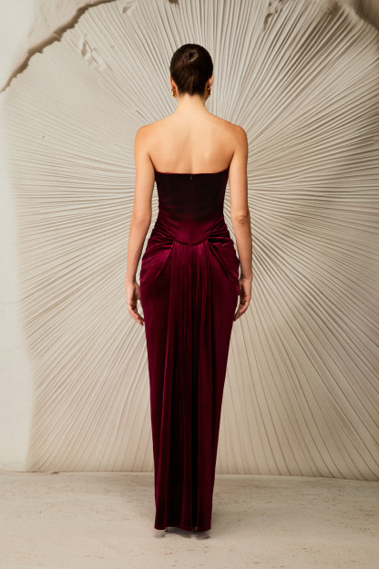 Dorothy Velvet Heart Corset Pleated Tube Maxi Dress