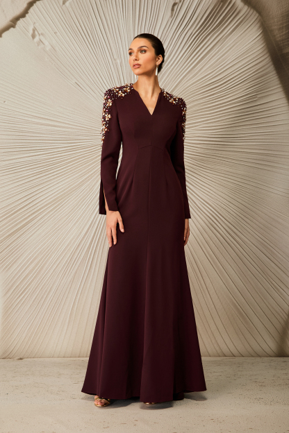 Abigail Embellished V-Neck Maxi Dress