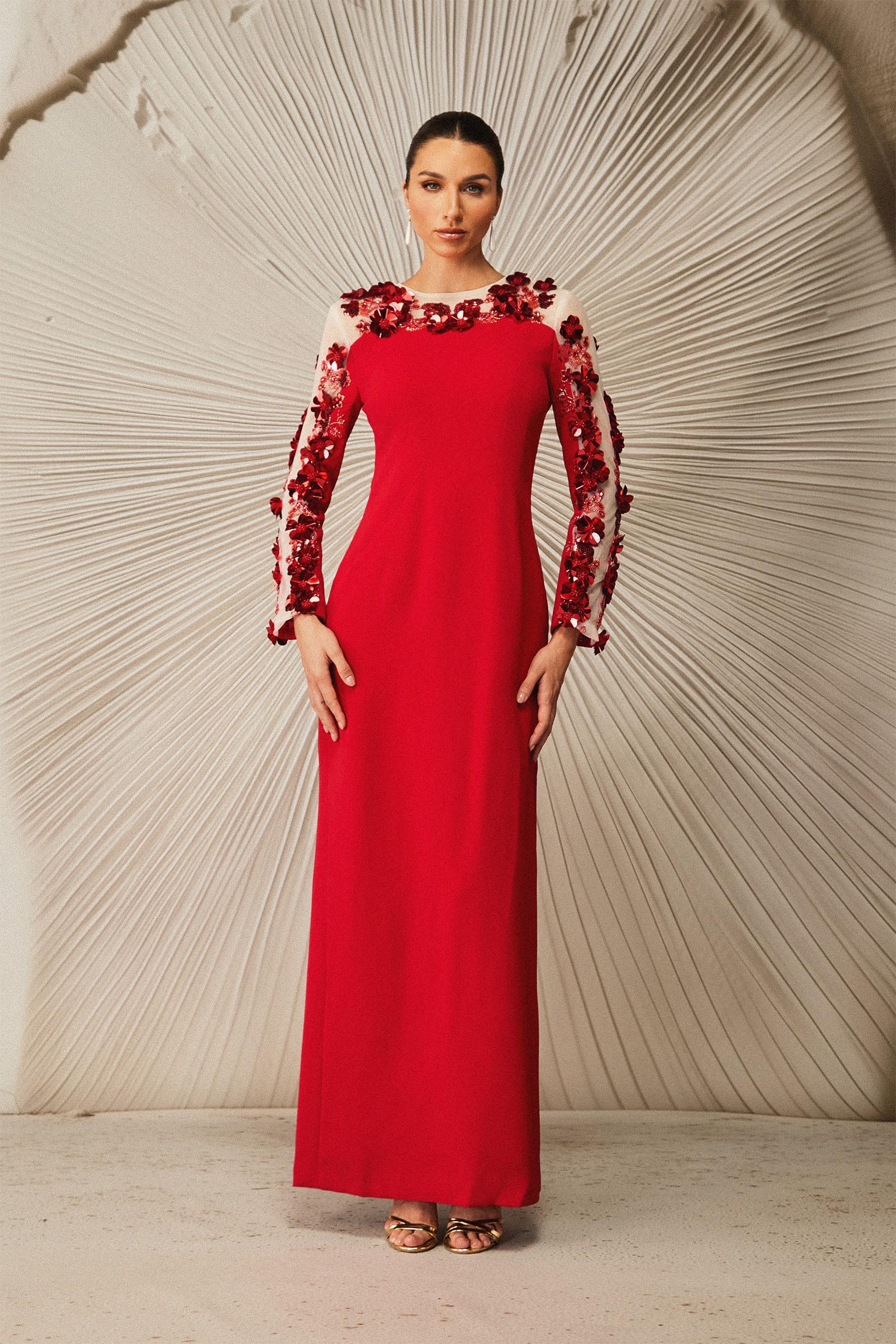Liana Embellished Long Sleeve Maxi Dress