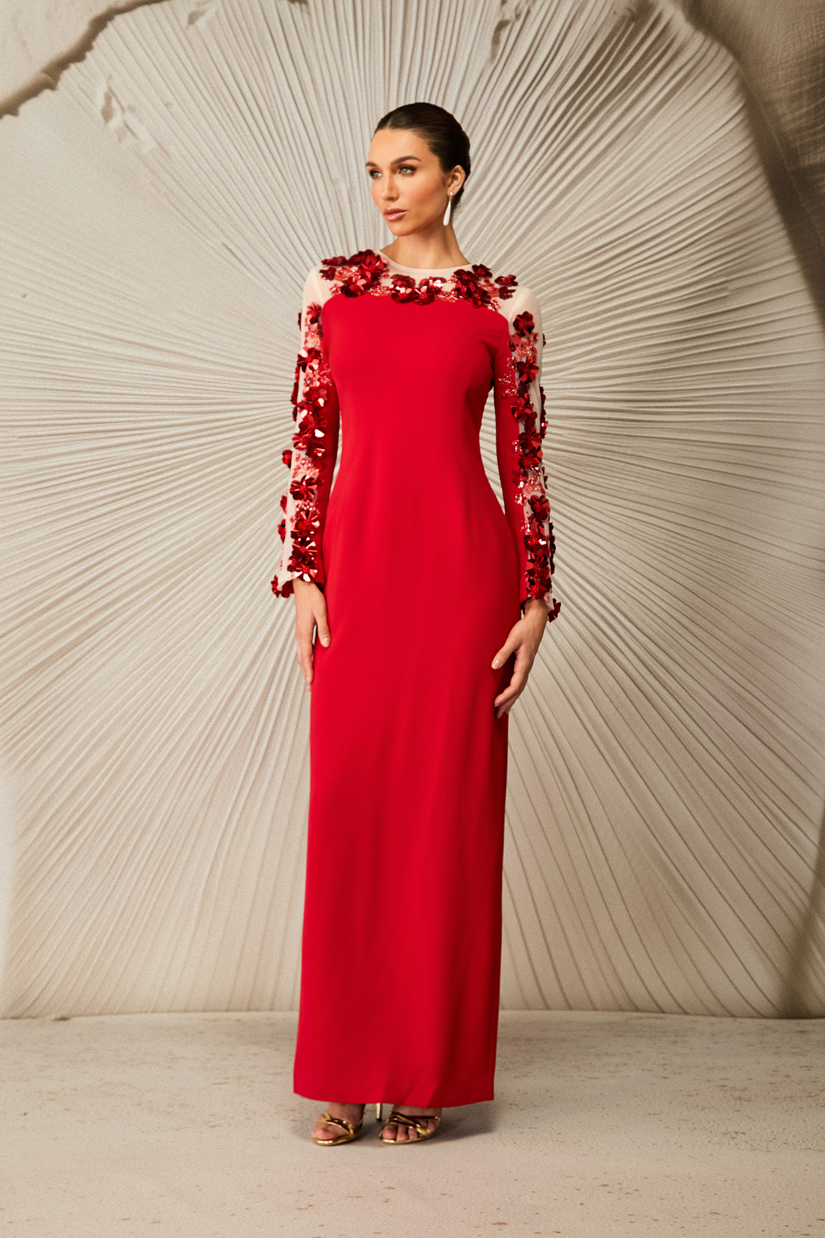 Liana Embellished Long Sleeve Maxi Dress