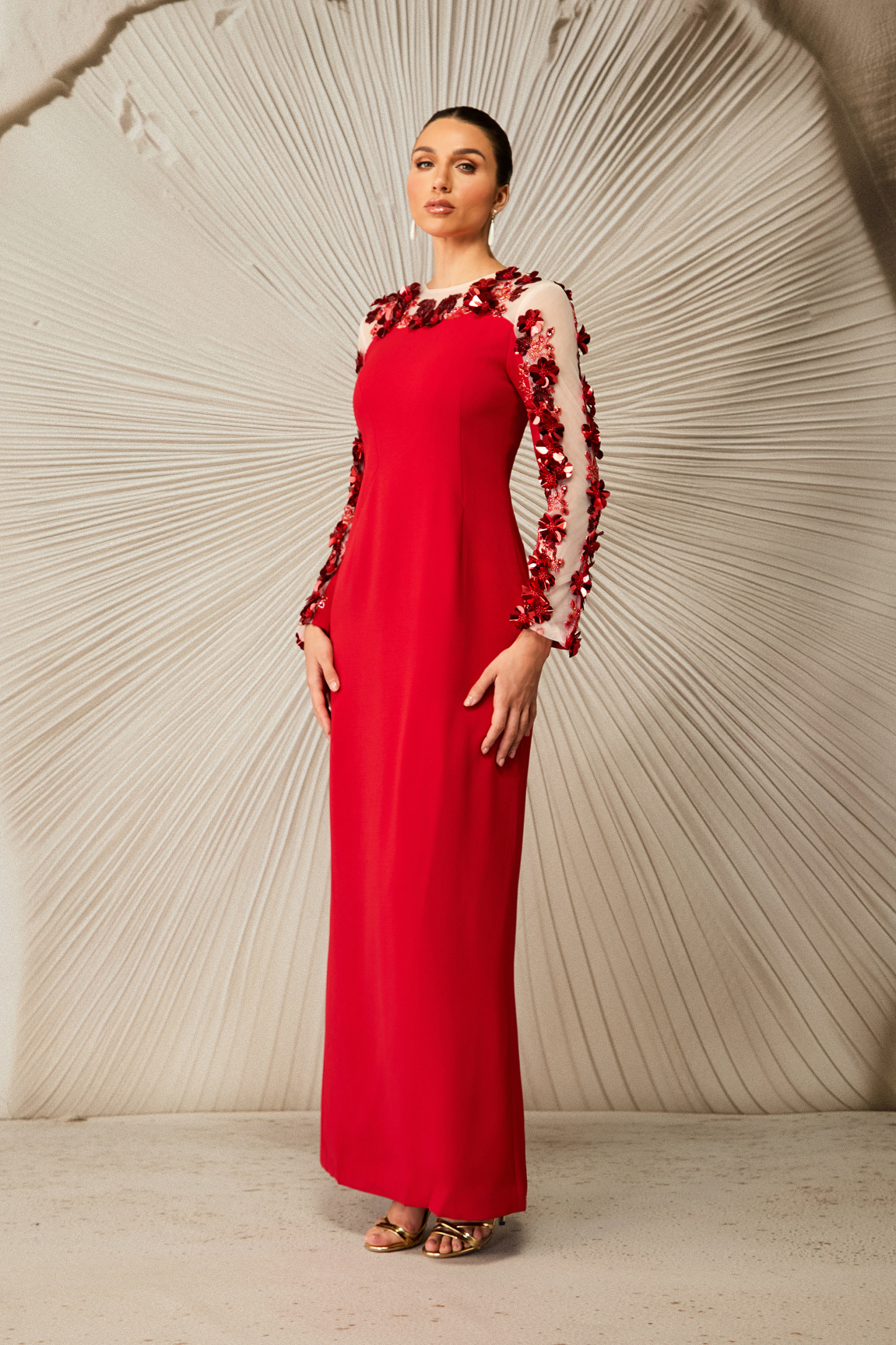 Liana Embellished Long Sleeve Maxi Dress