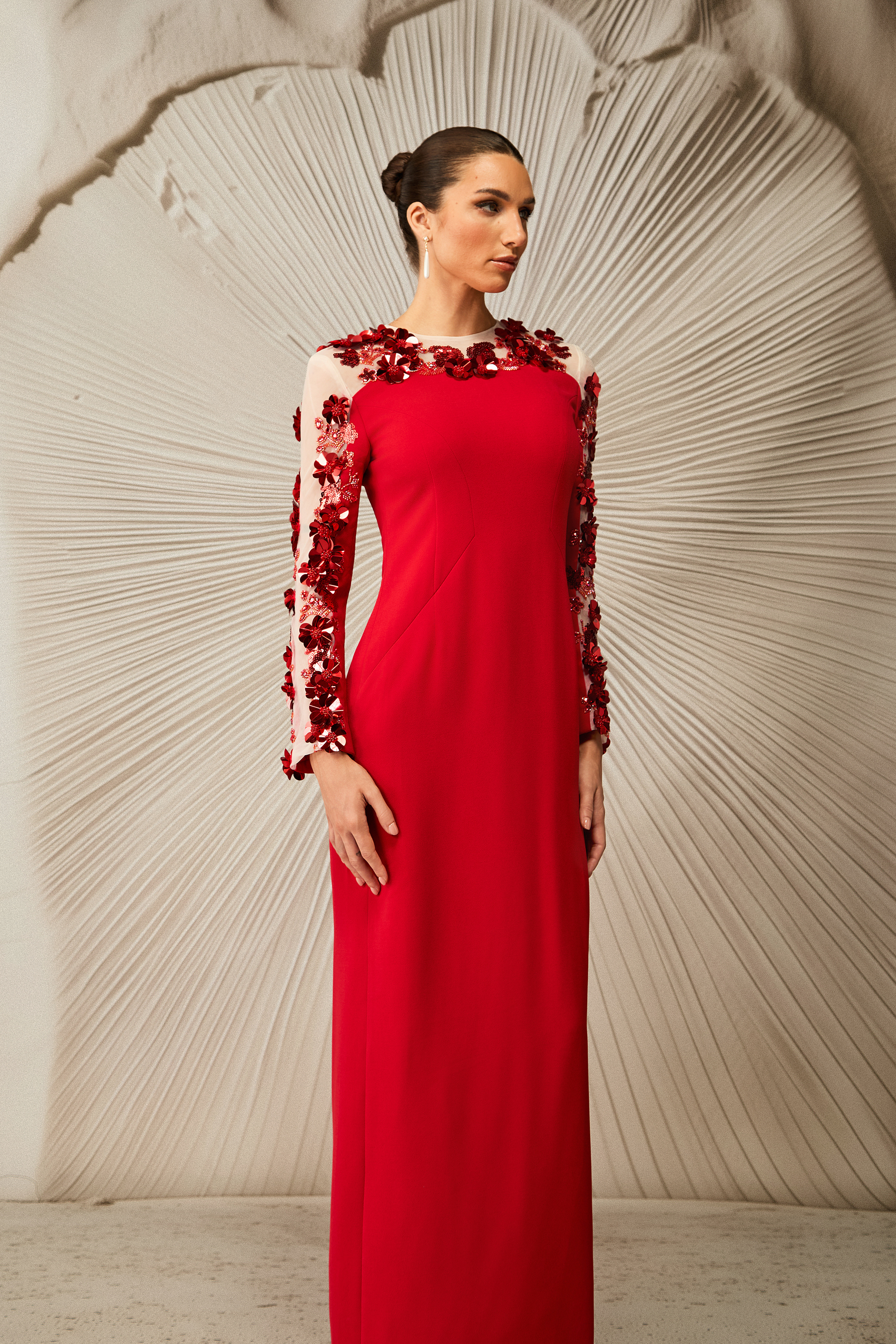 Liana Embellished Long Sleeve Maxi Dress