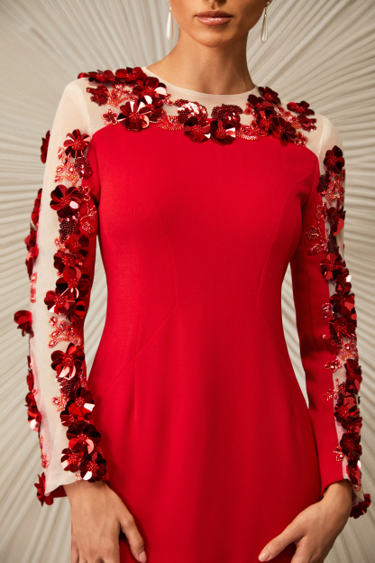 Liana Embellished Long Sleeve Maxi Dress