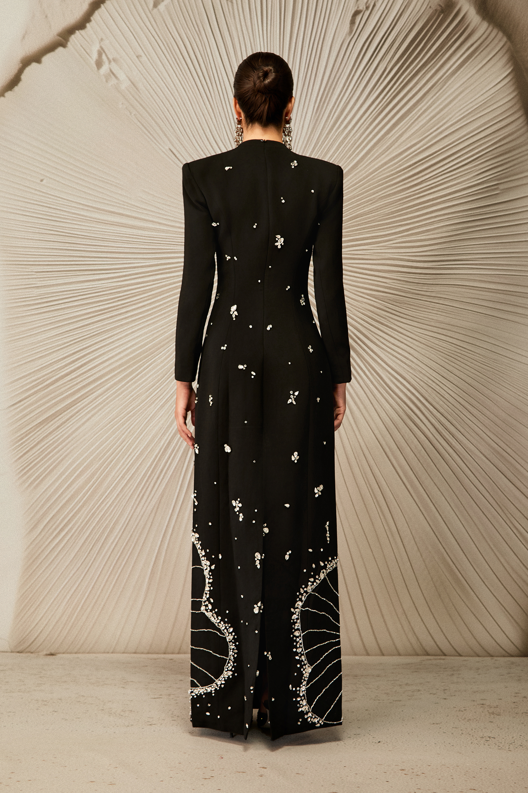 Virginia Long Sleeve Diamond Embellished Maxi Dress