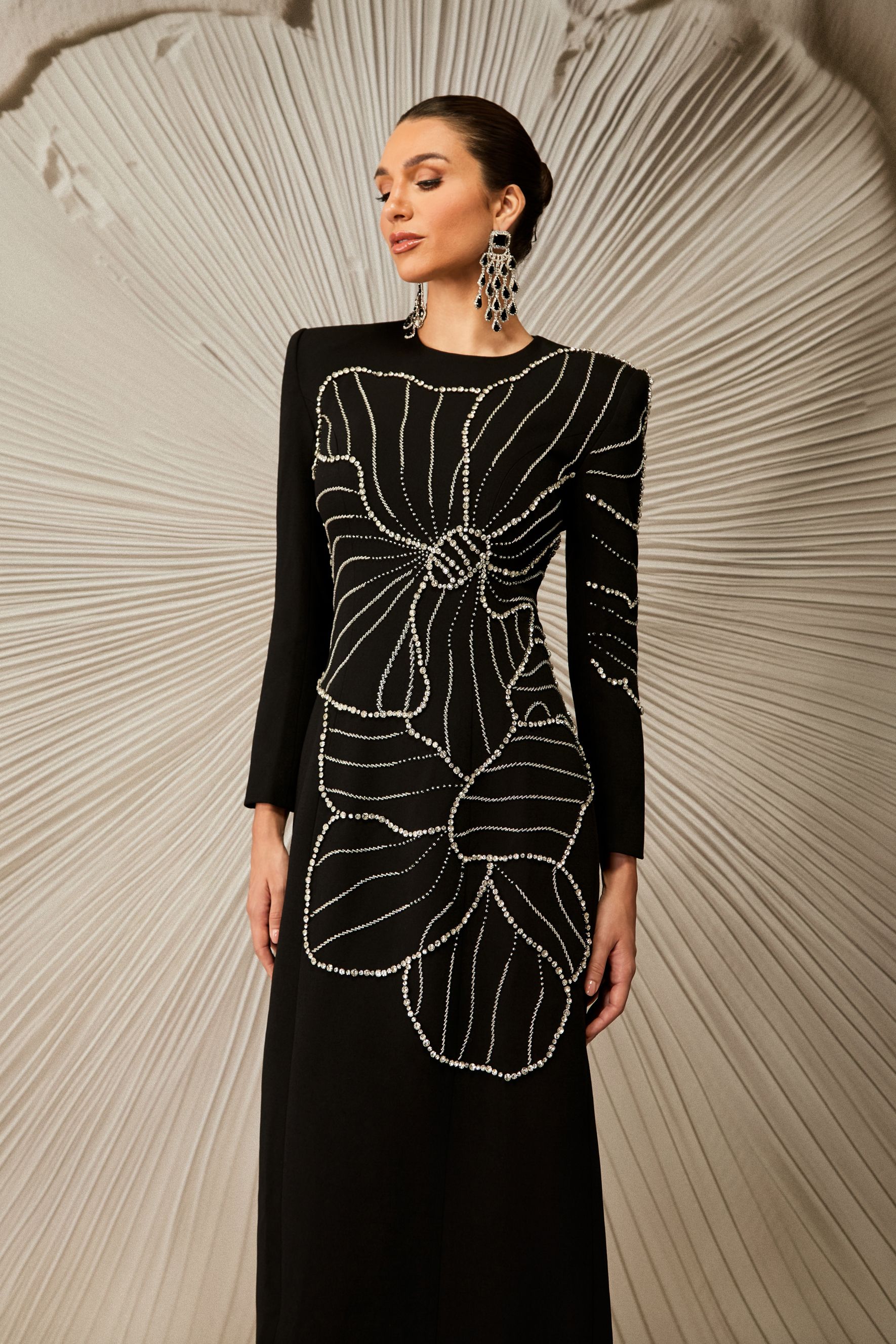 Amanda Embellished Floral Long Sleeve Maxi Dress