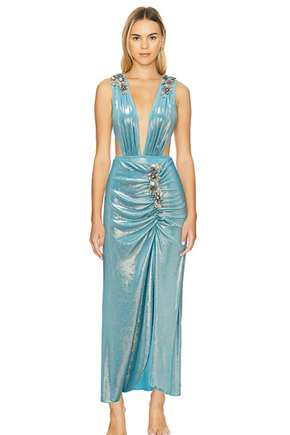 Nina Flower Applique V-neck Two-pieces Swim Set