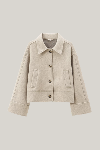 Lapel Collar Wool Felt Jacket-Sunfere Lapel Collar Wool Felt Jacket-Sunfere