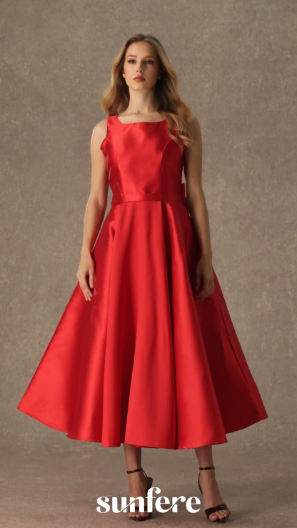The Best Gift Red Deep V Bow Back Midi Dress