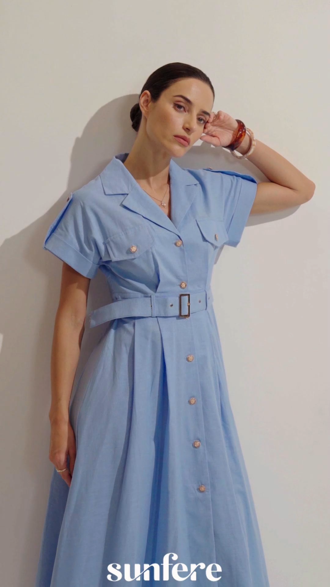 Agatha Lapel Collar A-Line Midi Dress