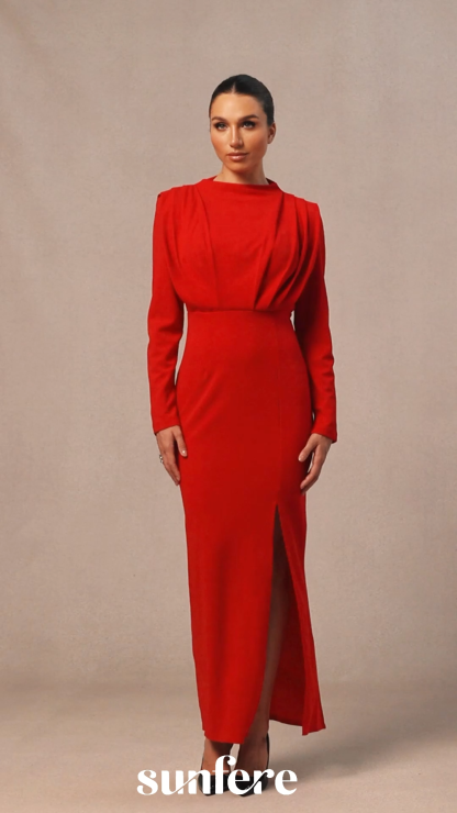 Novia Long Sleeve High Split Maxi Dress